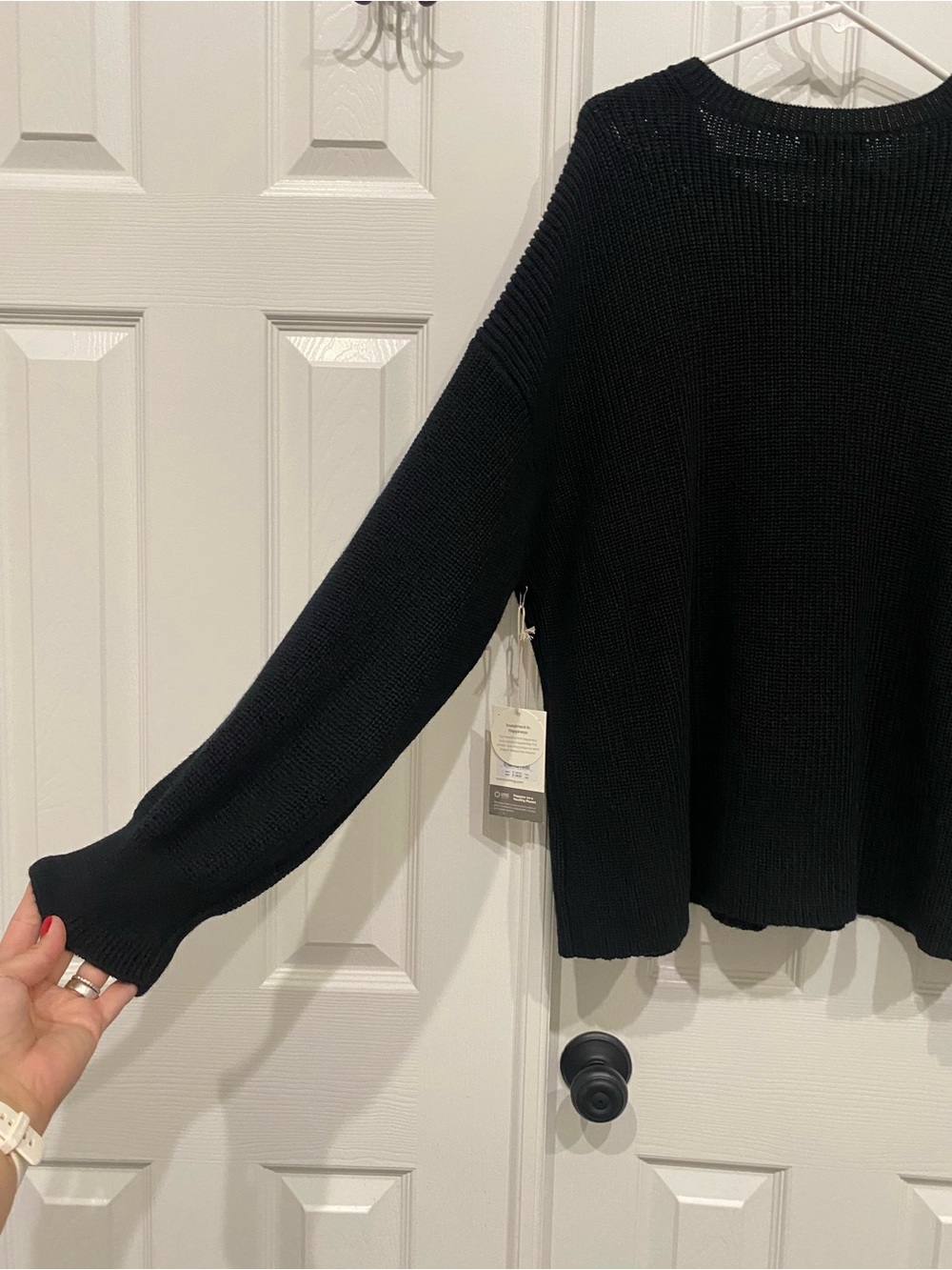 New! Vuori womens alps crew neck sweater black xl merino wool - Picture 12 of 13